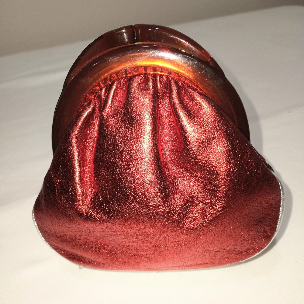 NARIVA VINTAGE RED/SILVER CLUTCH COIN PURSE BRITISH BRAND WOMEN OS